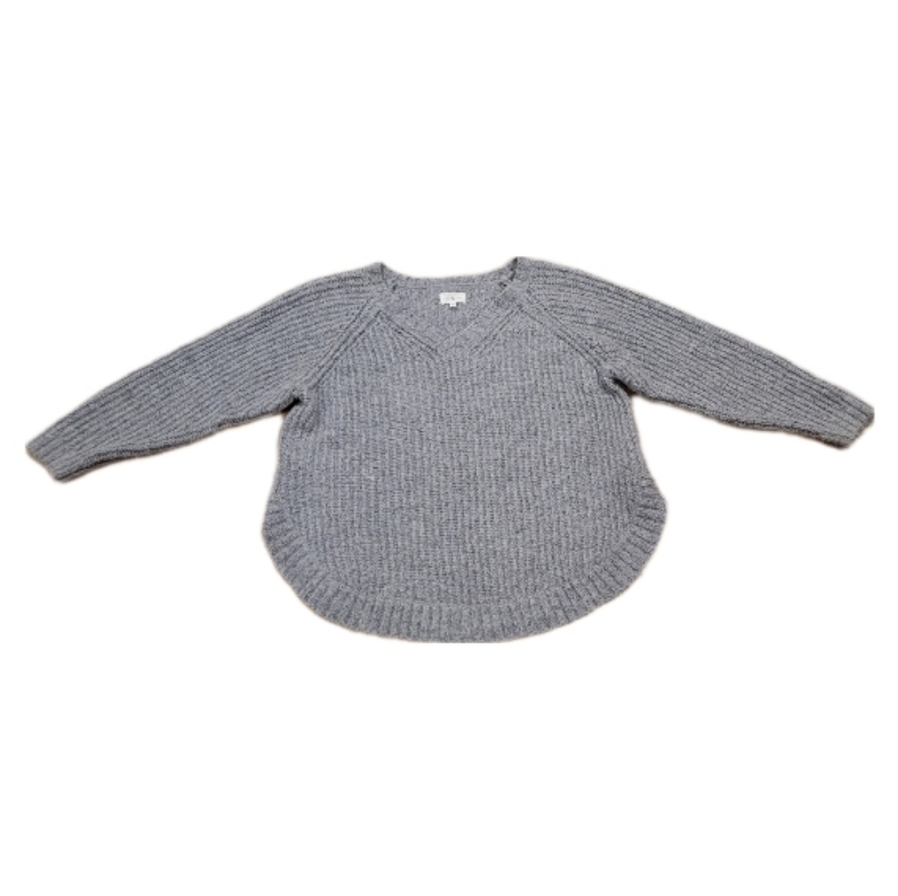 Lou & Grey Chunky Oversized V Neck Gray Alpaca Blend Sweater size XS‎